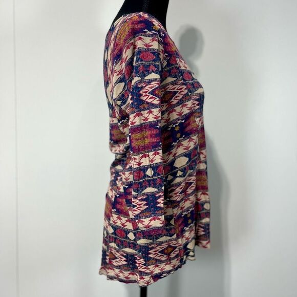 Lucky Brand 3/4 Sleeve Button Up Flowy Hem Top Sz S - Picture 2 of 15